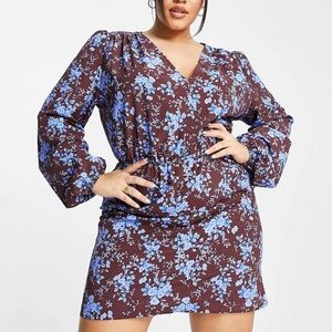 ASOS DESIGN Curve dress in ultraviolet floral print